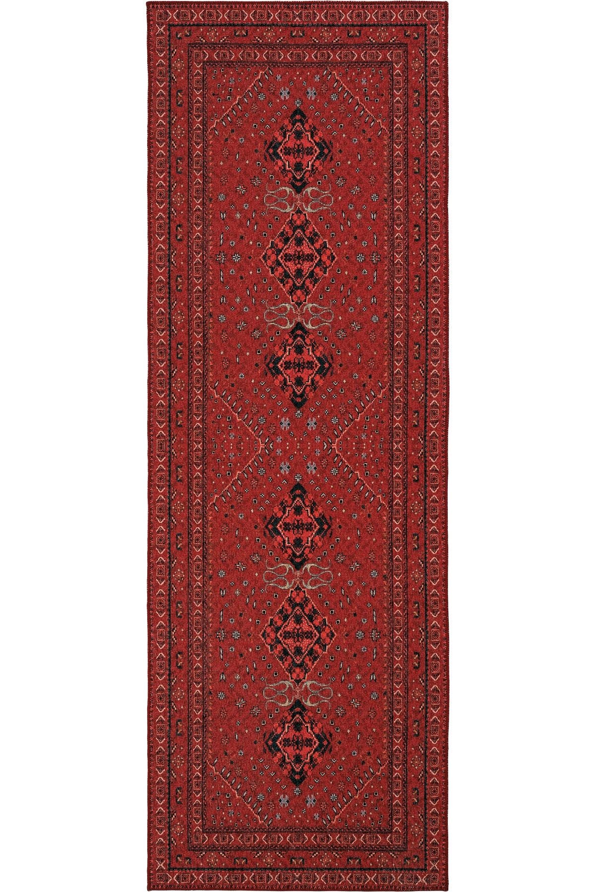Burgundy Antique Vintage Carpet Ethnic Patterned Authentic Woven Chenille Carpet Washable Living Room Carpet