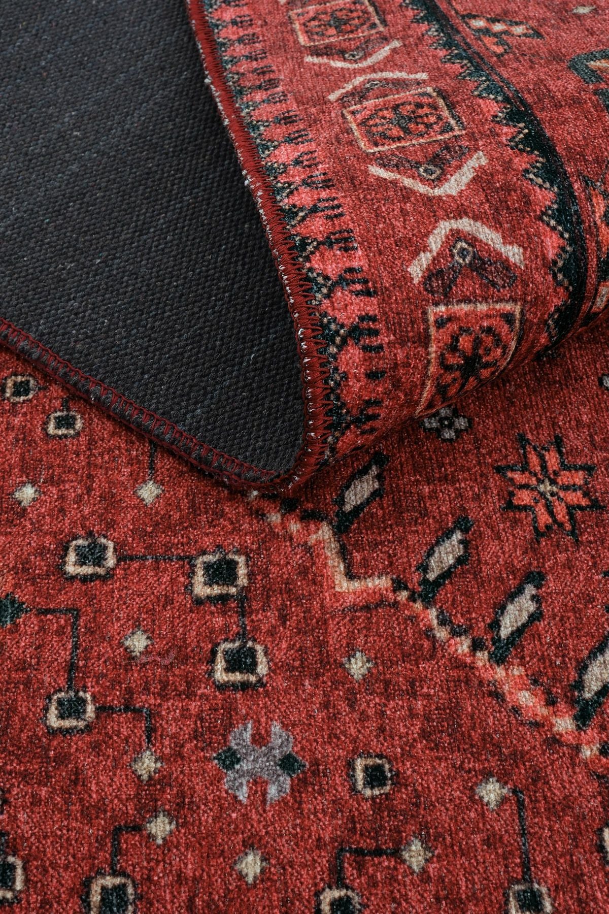 Burgundy Antique Vintage Carpet Ethnic Patterned Authentic Woven Chenille Carpet Washable Living Room Carpet