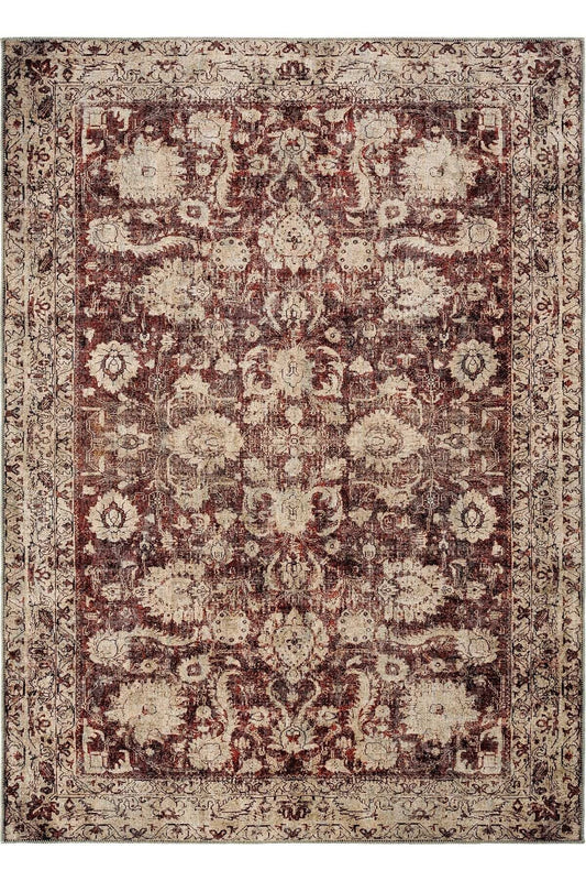 Burgundy Antique Vintage Carpet Ethnic Patterned Authentic Woven Chenille Carpet Washable Living Room Carpet