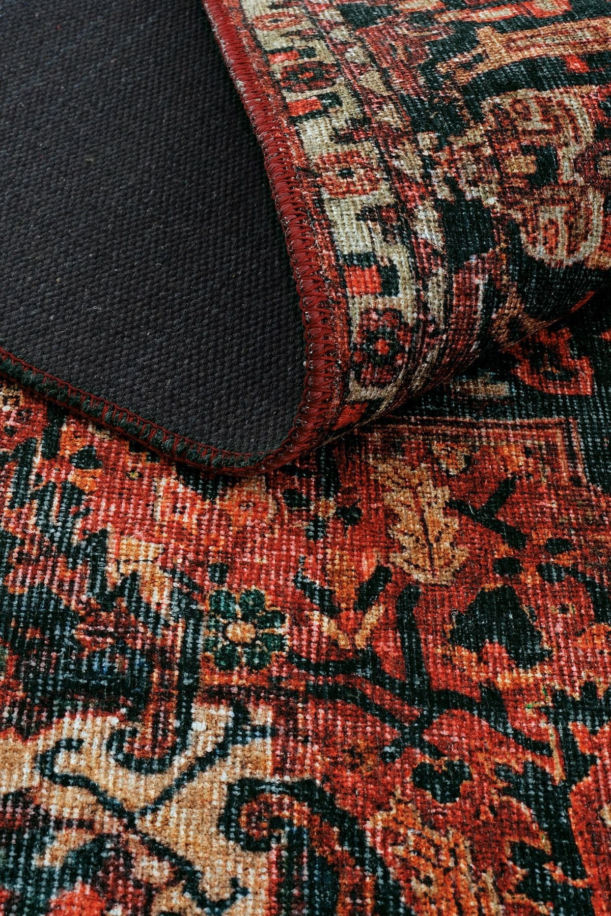 Burgundy Ethnic Pattern Authentic Woven Chenille Carpet Washable Antique Vintage Centered Living Room Carpet