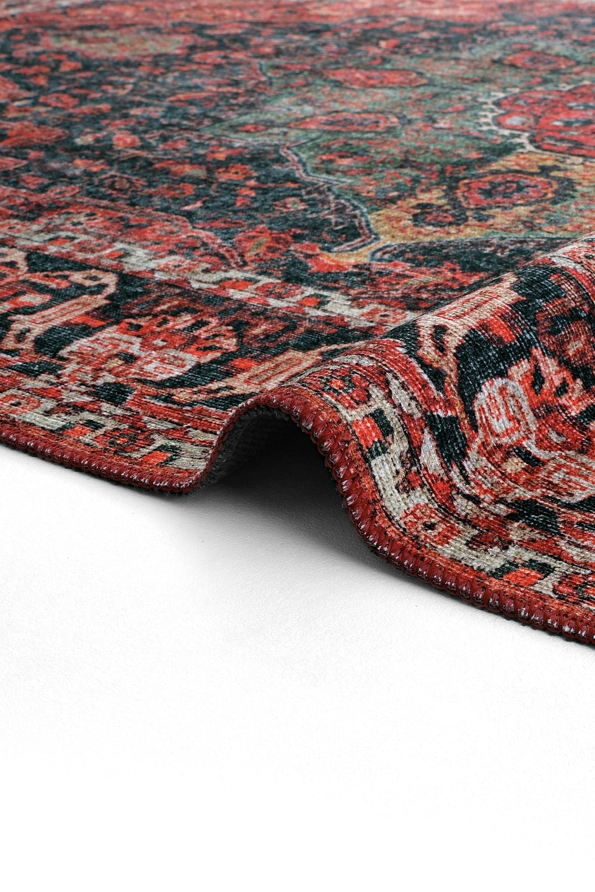 Burgundy Ethnic Pattern Authentic Woven Chenille Carpet Washable Antique Vintage Centered Living Room Carpet