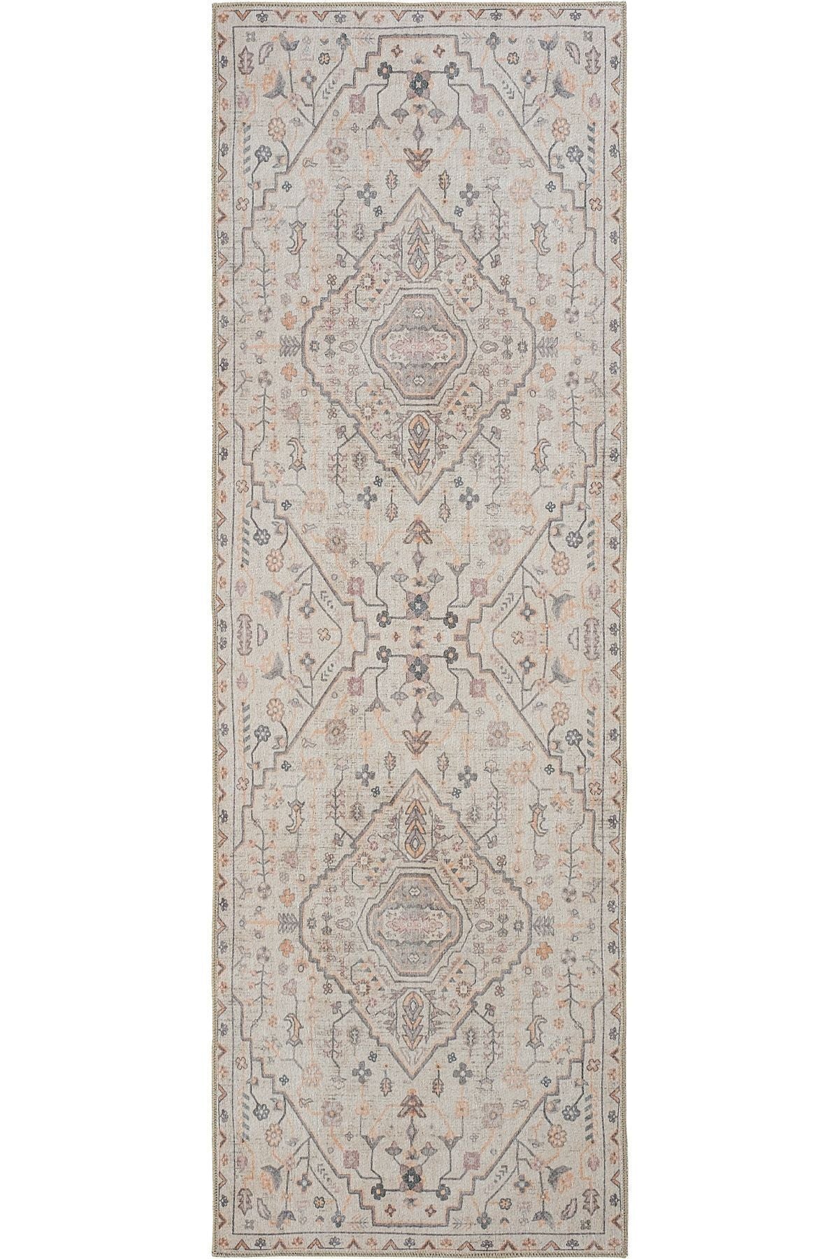 Cream Antique Carpet Vintage Carpet Runner Digital Printing Carpet Machine Washable Living Room Carpet