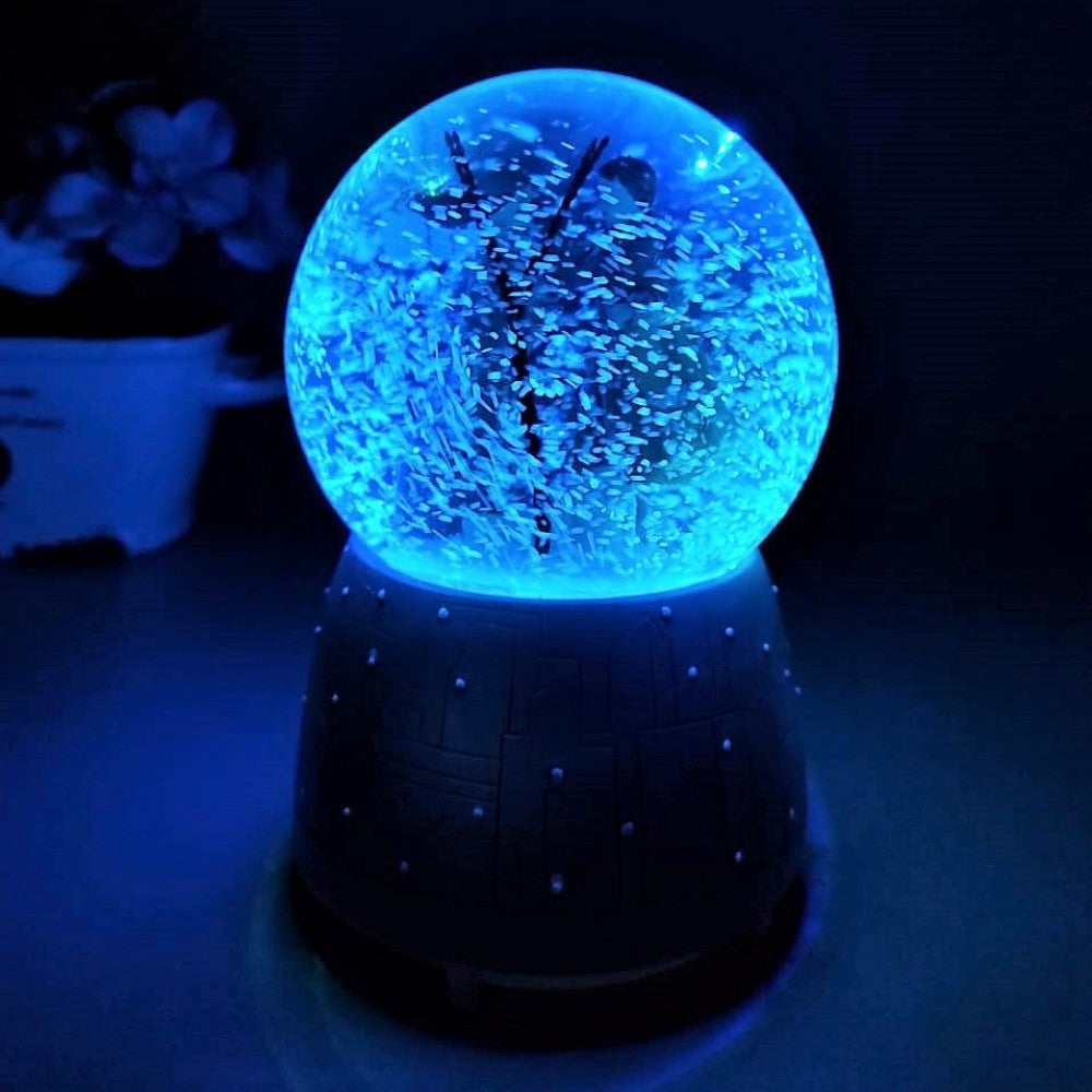 Big Size Snow Globe with Double Lights and Musical Sprays Meeting Under Tree