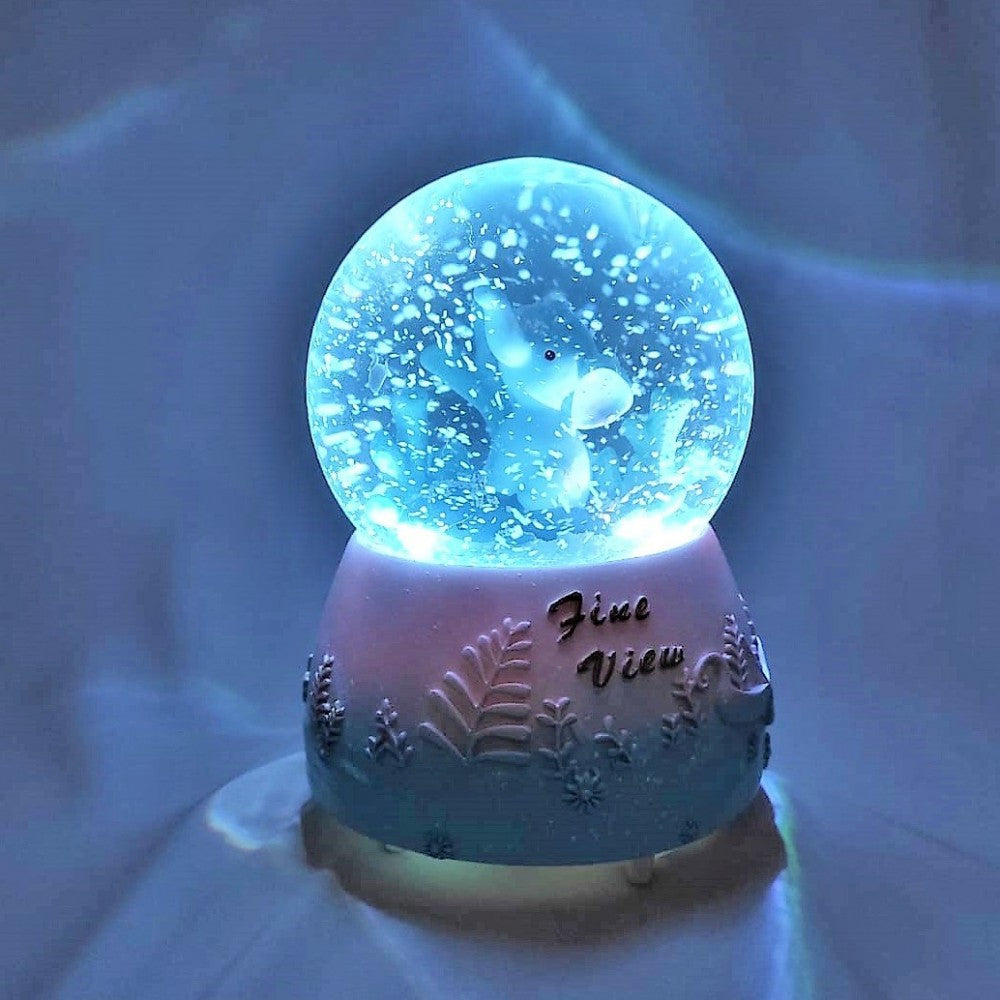 Cute Elephant Lighted Musical Spray Big Size Snow Globe