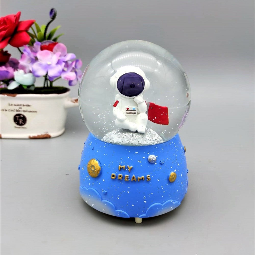 Sitting Astronaut Themed Lighted Musical Spray Oversized Snow Globe
