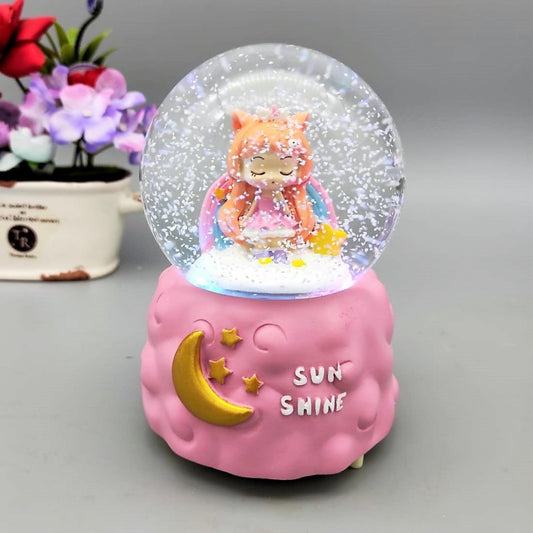 Large Size Snow Globe with Sunlight Illuminated Musical Spray