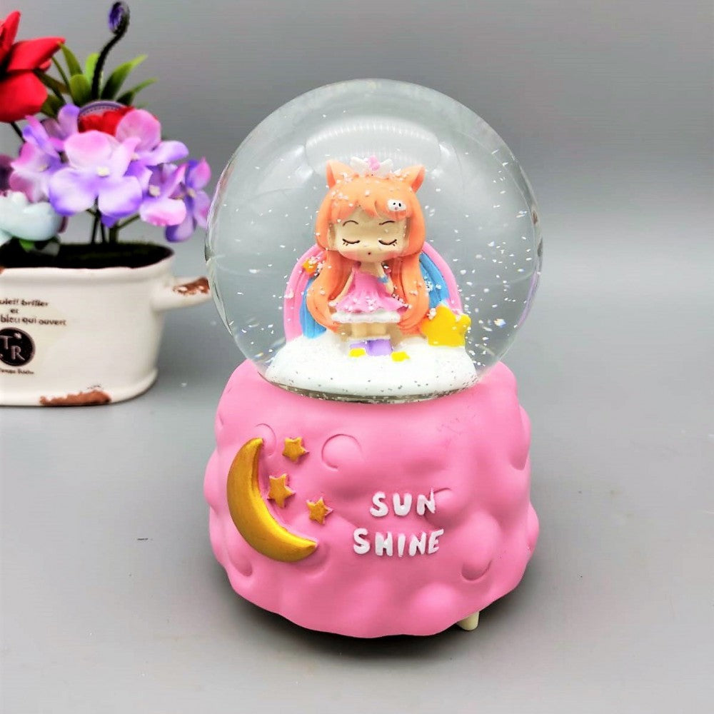 Large Size Snow Globe with Sunlight Illuminated Musical Spray