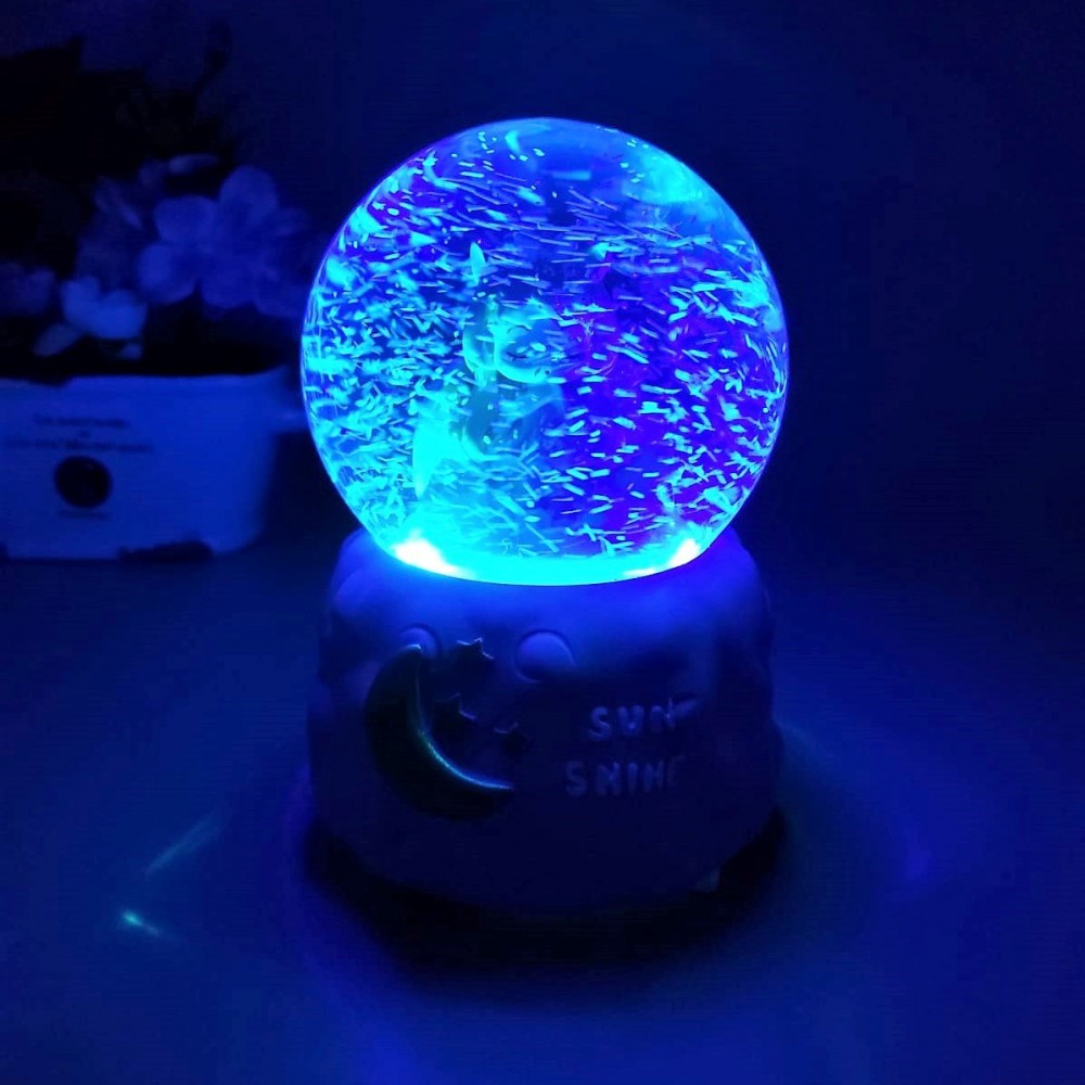 Large Size Snow Globe with Sunlight Illuminated Musical Spray