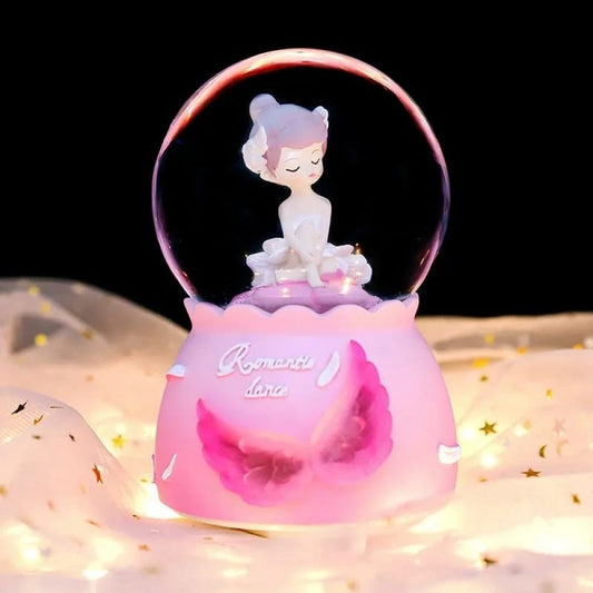 Dreaming Beautiful Girl Lighting Musical Spray Big Size Snow Globe