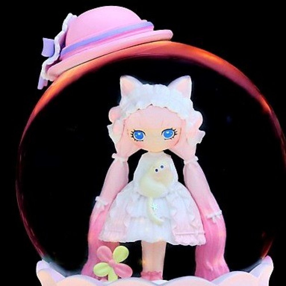 Girl With A Cute Hat Lighted Musical And Splashing Snow Globe