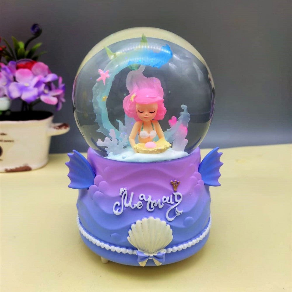 Cute Mermaid Lighted Musical And Spray Big Size Snow Globe