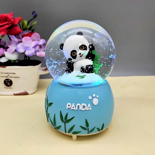 Cute Panda Large Size Snow Globe With Lights Music And Spray