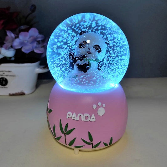 Cute Panda Large Size Snow Globe With Lights Music And Spray