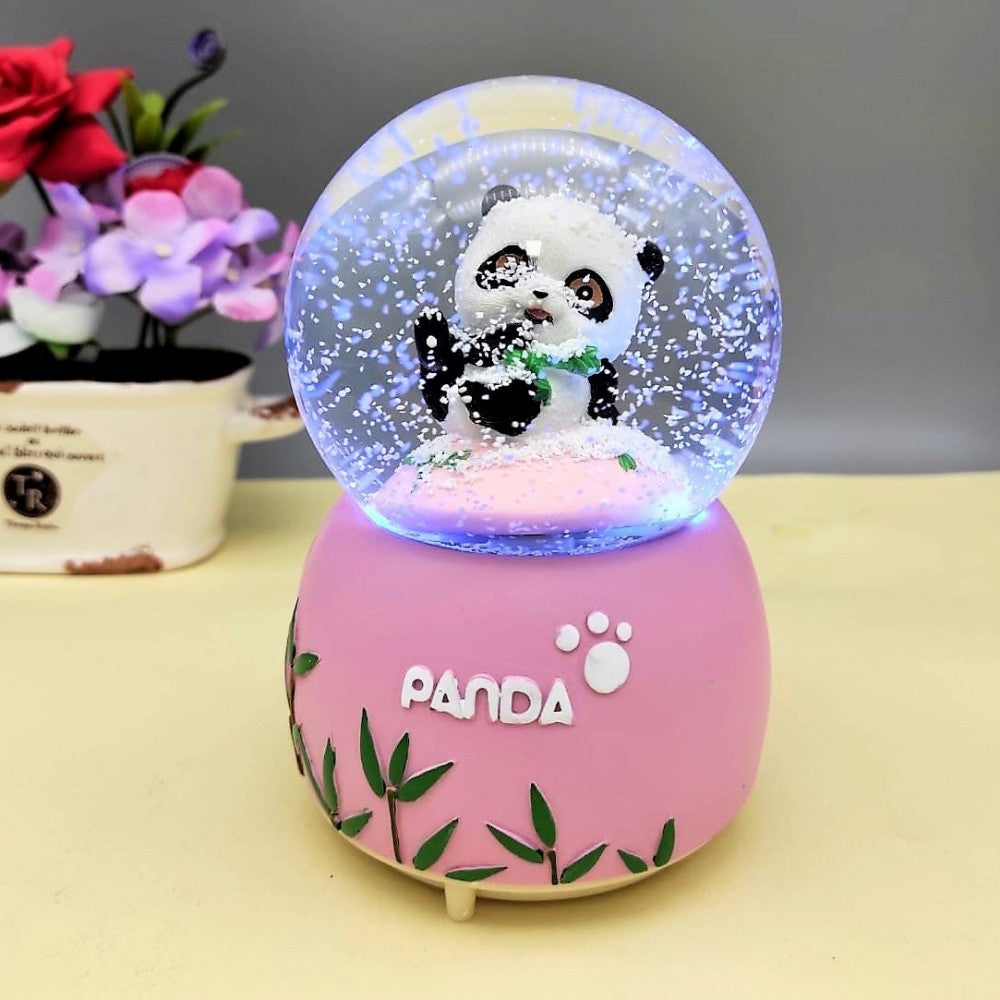 Cute Panda Large Size Snow Globe With Lights Music And Spray