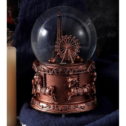 Eiffel Tower Spray Big Size Snow Globe Bronz Color