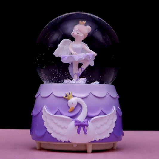 Cute Ballerina Girl Light Musical Spray Big Size Snow Globe