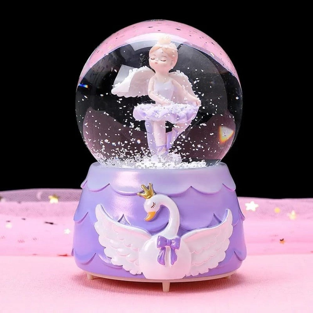 Cute Ballerina Girl Light Musical Spray Big Size Snow Globe