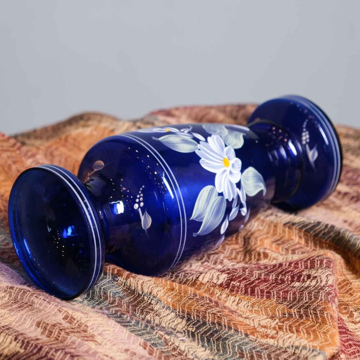 Antique Glass Vase, antique vase decorated with hand-painted floral patterns