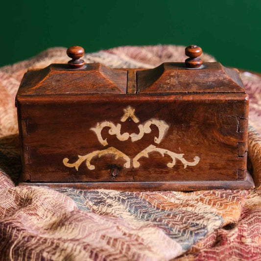 Antique Coffee Box, wooden marquetry coffee box with craftsmanship