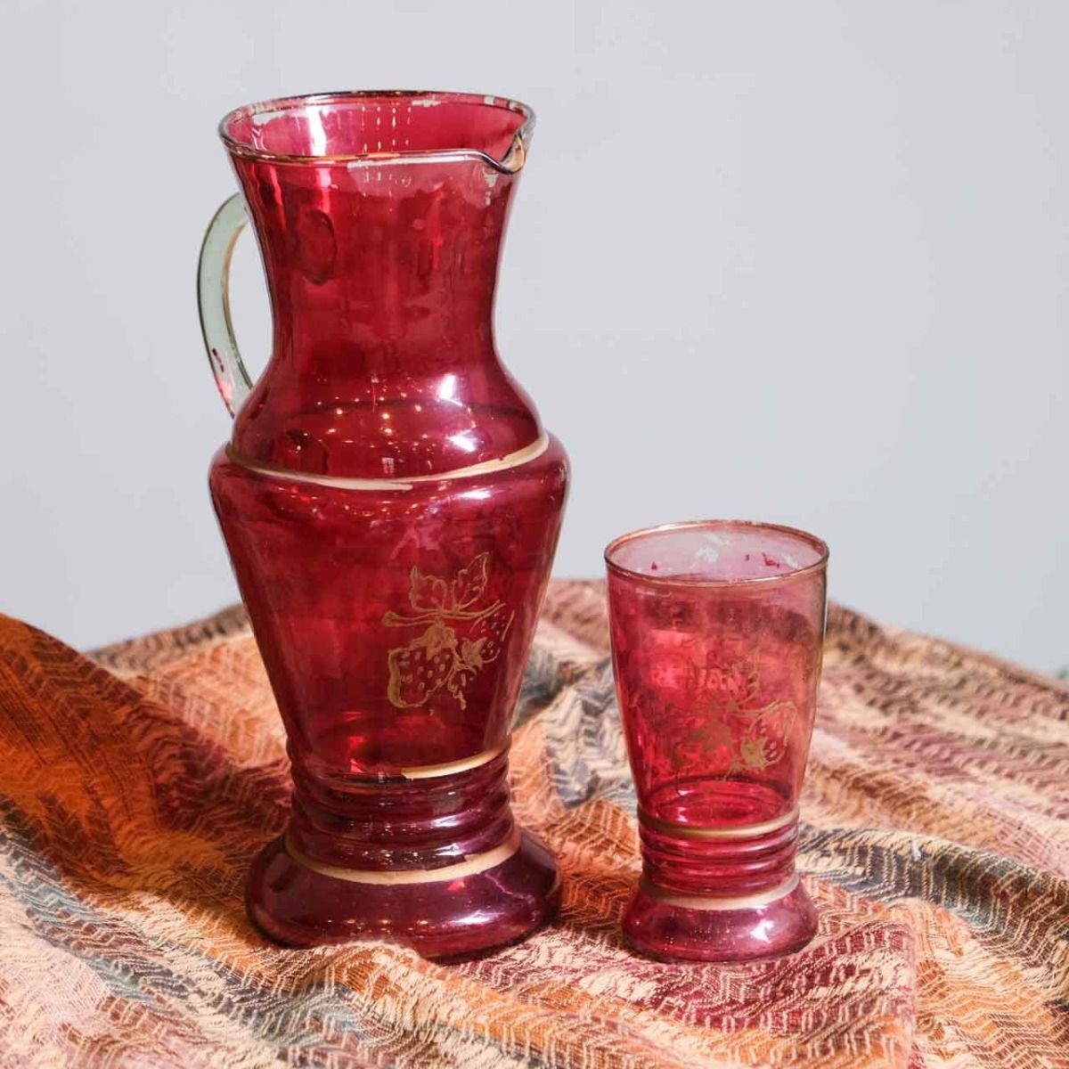 Antique Jug Set, glass jug and glass set