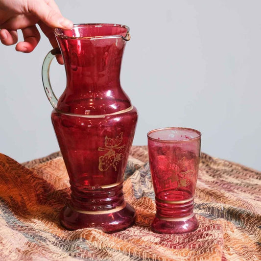 Antique Jug Set, glass jug and glass set