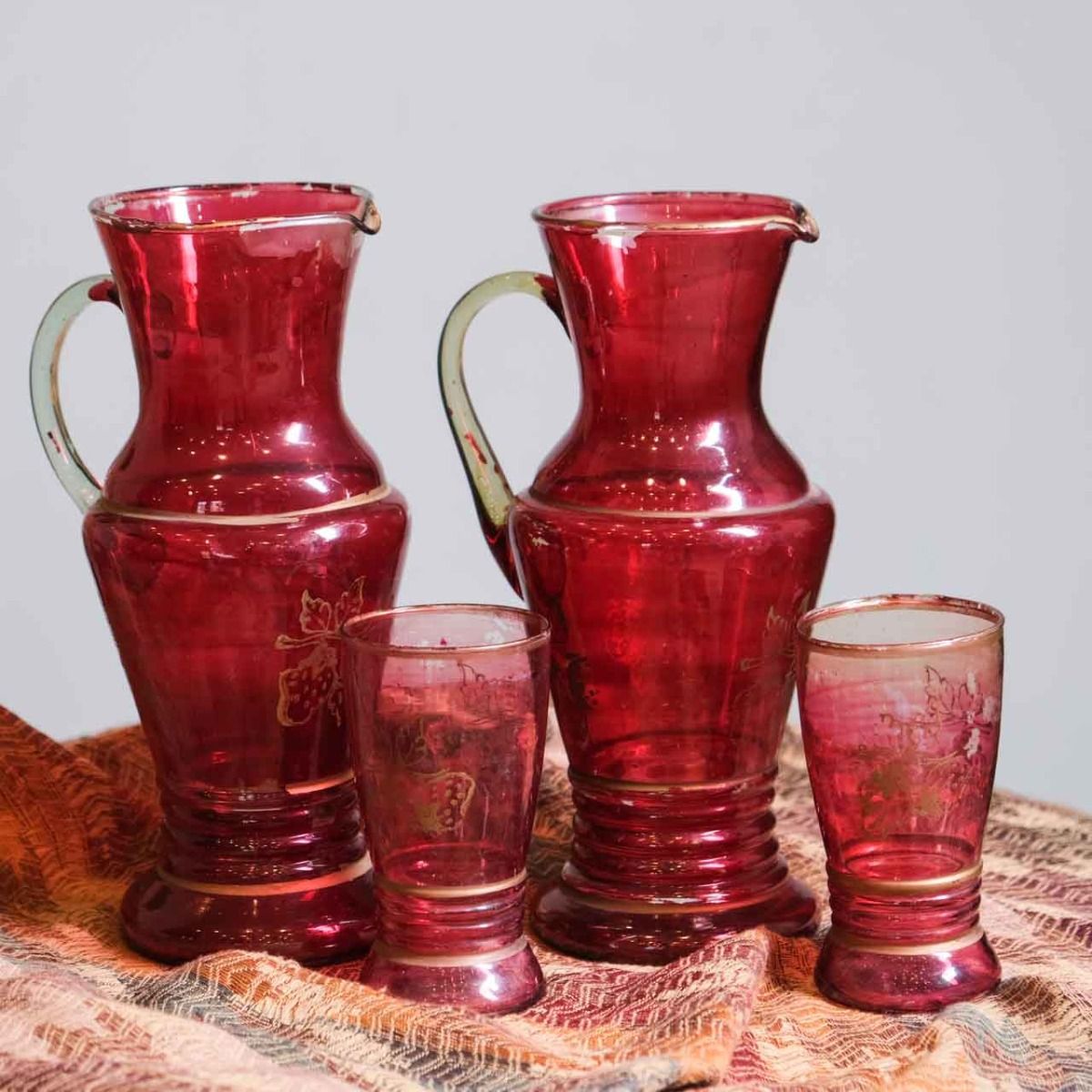 Antique Jug Set, glass jug and glass set