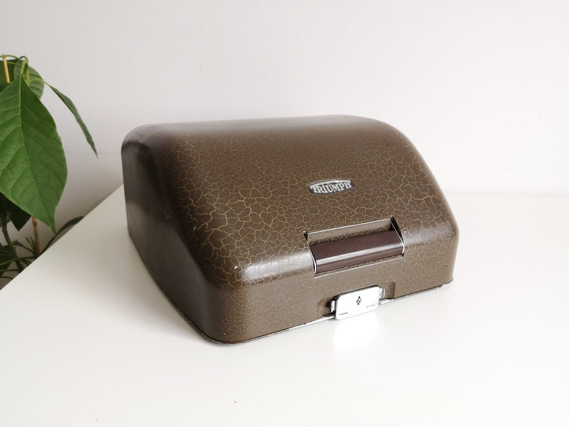 Triumph Norm vintage Typewriter from the 1950s, rare original chocolate color, Unusual gift, retro office type writer.