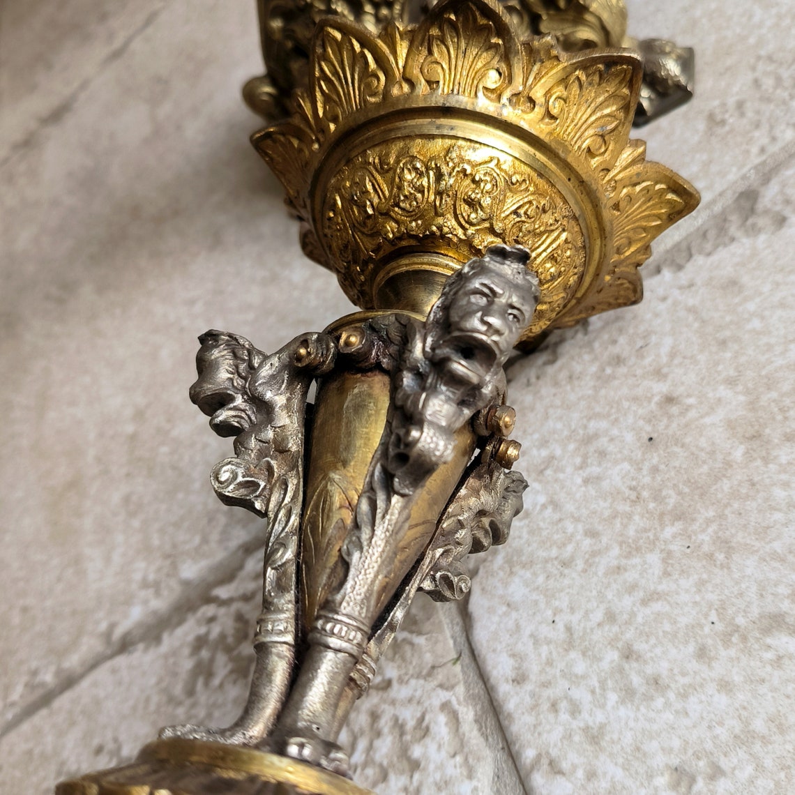 Glorious pair of rare, antique, French, handmade, cast bronze, Ecclesiastical, altar candlesticks. Circa late 1800's / early 1900's