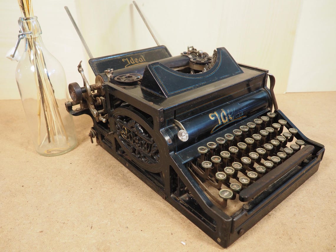Typewriter IDEAL A2 (1903) German antique typewriter rare vintage  base and case collectible