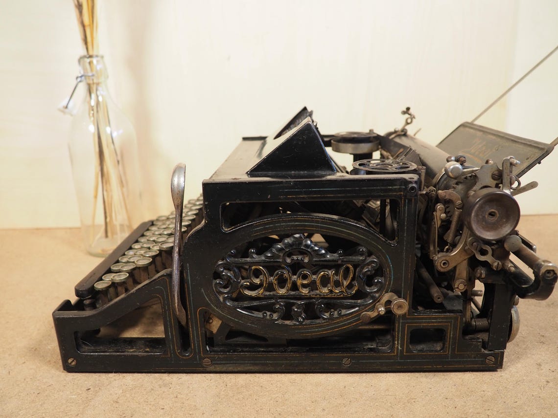Typewriter IDEAL A2 (1903) German antique typewriter rare vintage  base and case collectible