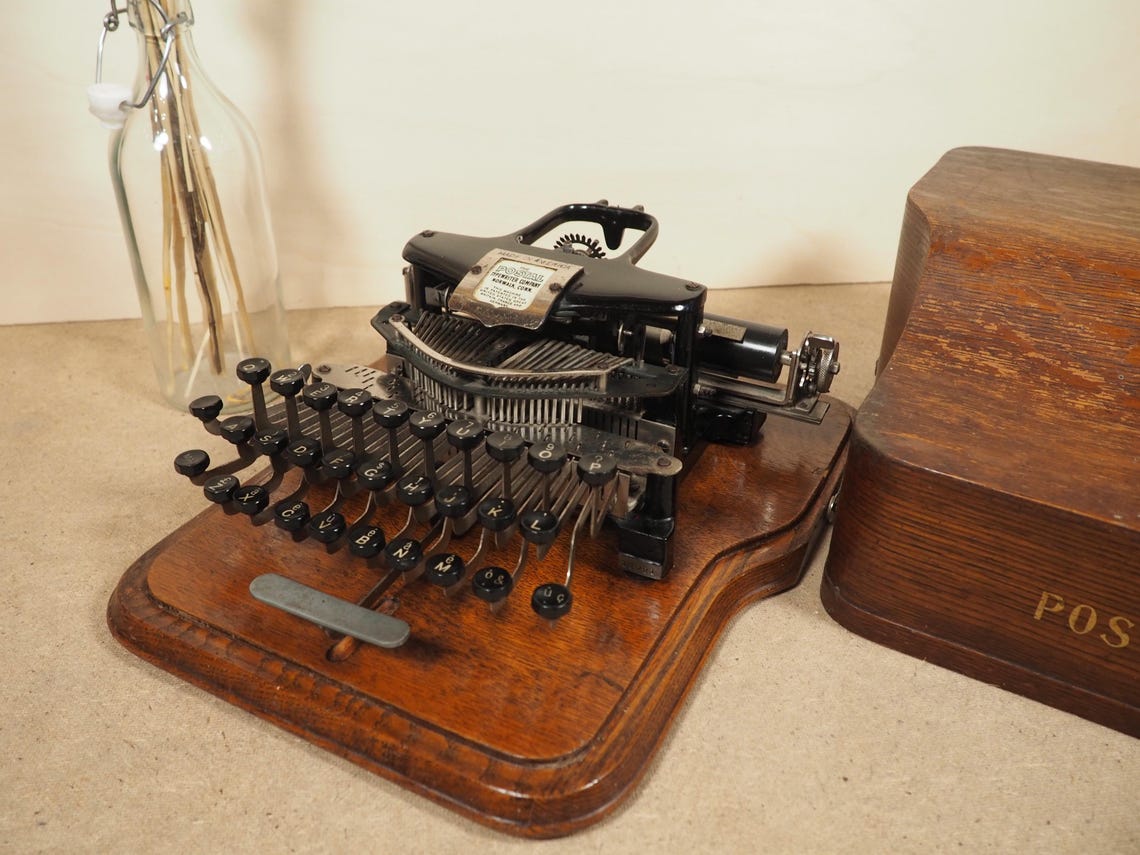 Typewriter Postal 3 (1903) rare antique typewriter with base and case original writing machine great condition machine