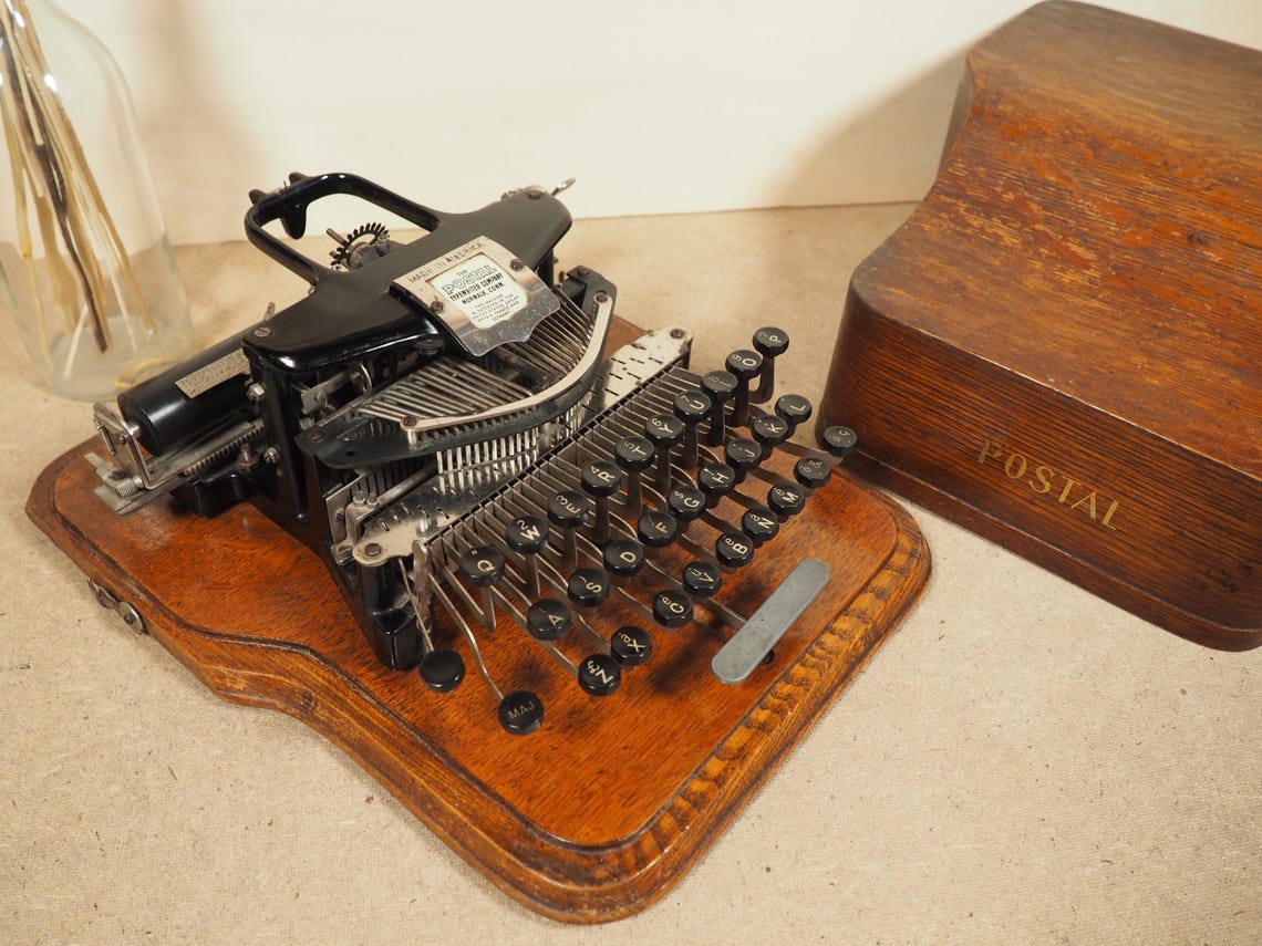 Typewriter Postal 3 (1903) rare antique typewriter with base and case original writing machine great condition machine
