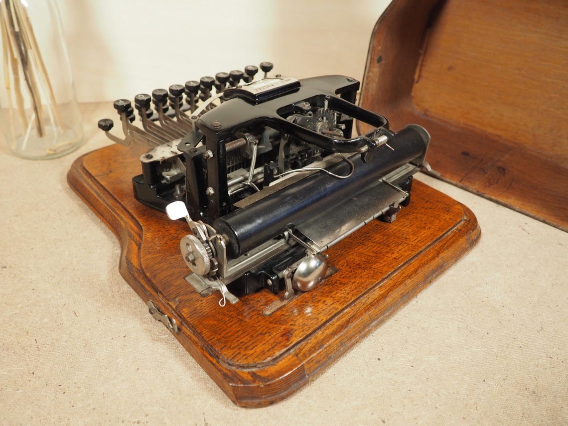 Typewriter Postal 3 (1903) rare antique typewriter with base and case original writing machine great condition machine