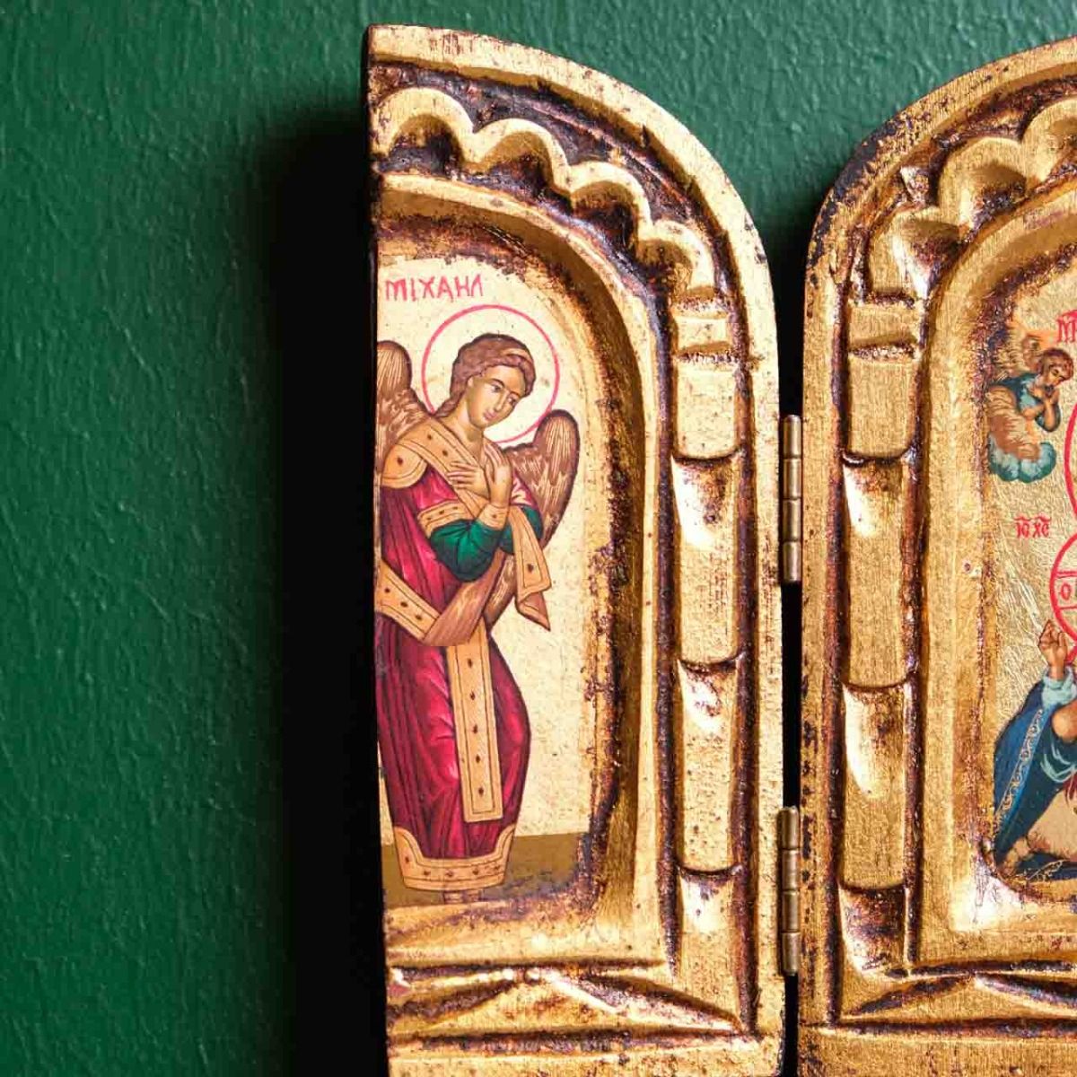 Mini Altar Board, original Byzantine icon leaf on wood. It is handmade