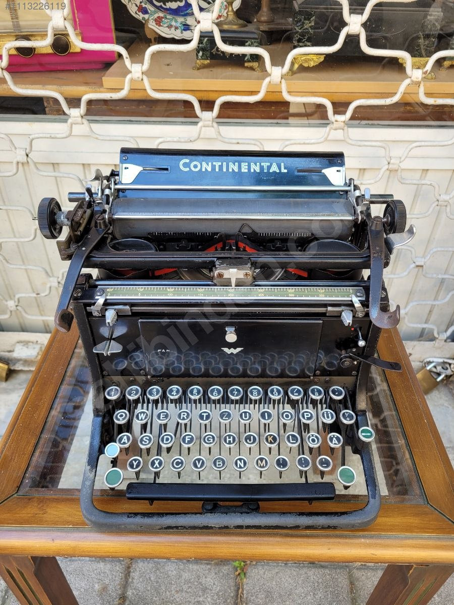 103-Year-Old German-Made Continental Office Typewriter - Rare Glass Key Antique