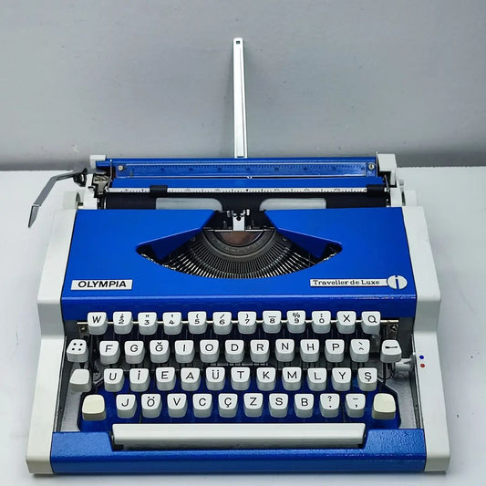 BLUE COLOR OLYMPIA ANTIQUE TYPEWRITER