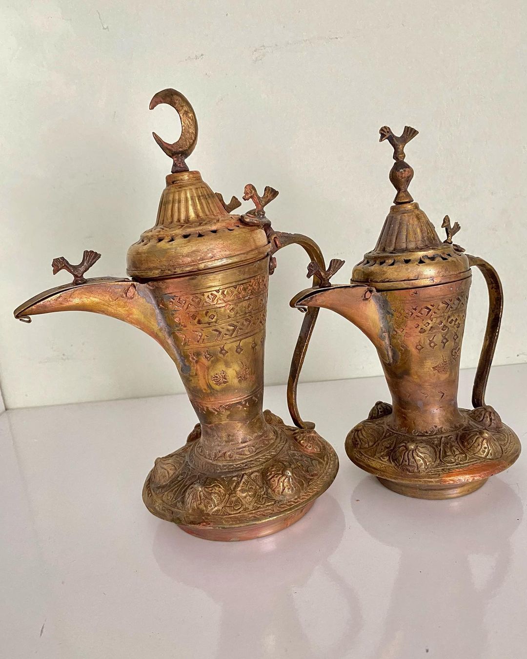 Antique Brass Mırra Coffee Pot Set