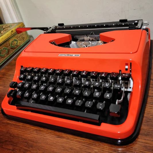 1970's Italy  Privileg brand 45 model portable popart typewriter