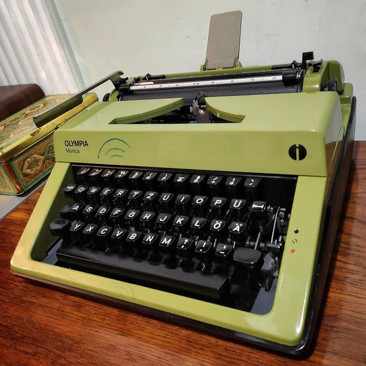 1970's Germany  Olympia brand Monica SM 9 model portable typewriter