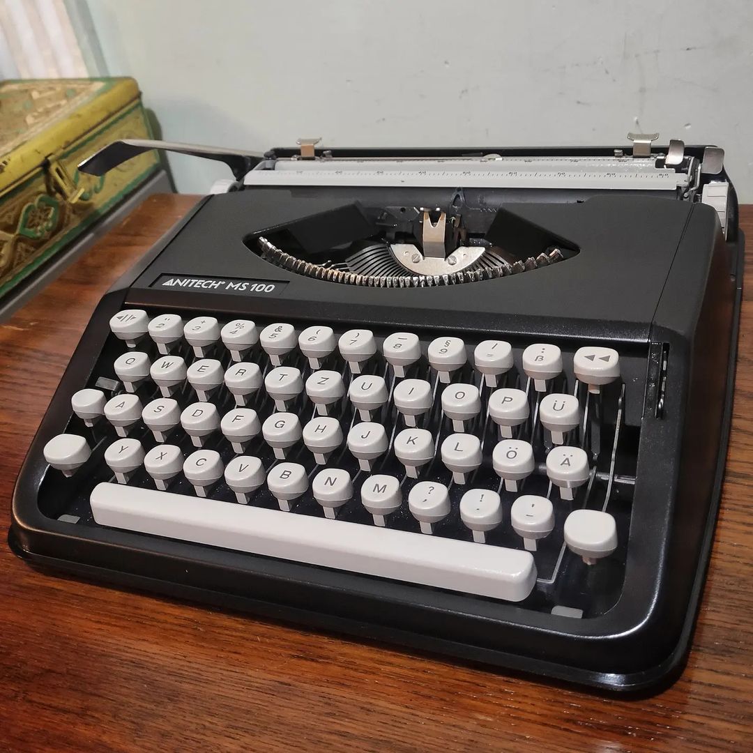 1980's Brazil  Anitech brand MS 100 model portable typewriter