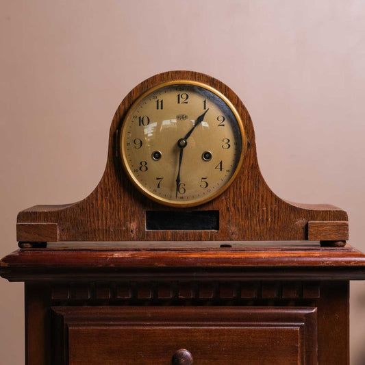 Wooden Fireplace Clock,Wooden fireplace clock with Huga brass dial