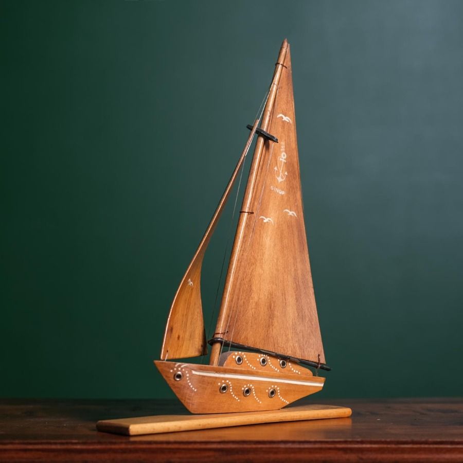 Wooden Sailboat (Boat) Statue